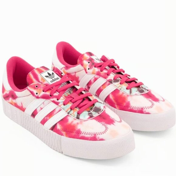 ADIDAS SAMBAROSE Platform Sneakers 6 Casual Shoe GX2893 Tie Dye Power Pink White - Picture 1 of 10